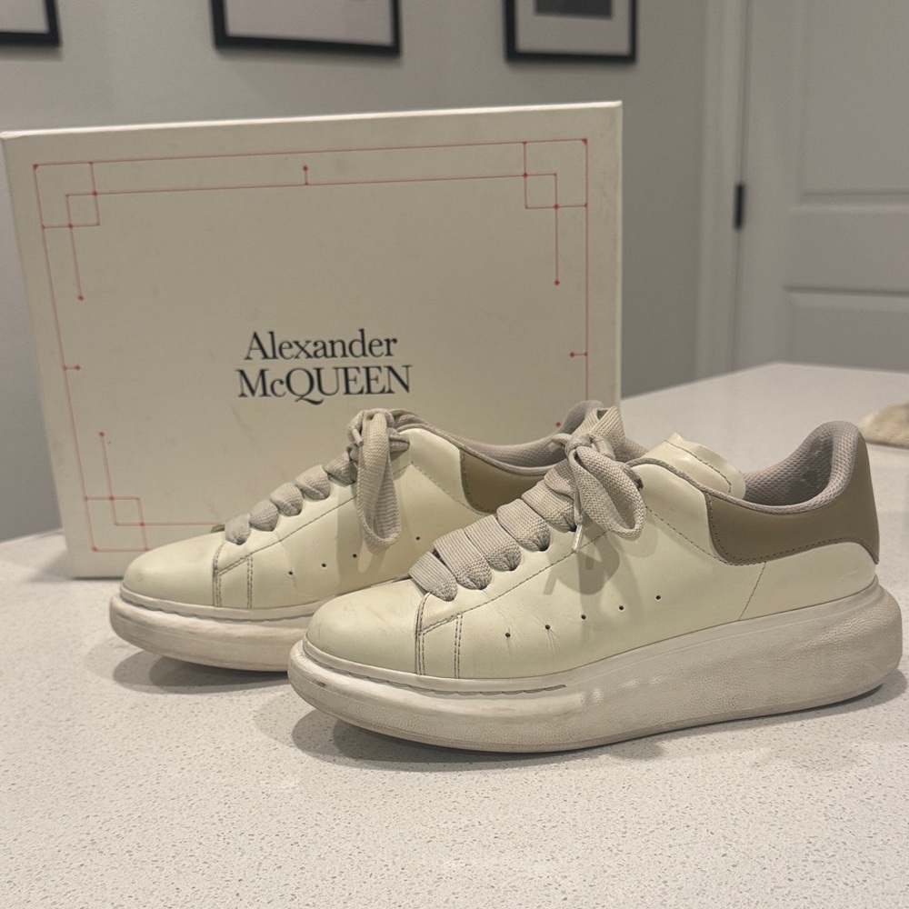 Alexander McQueen Off-White and Tan Sneakers
